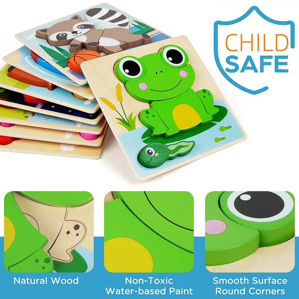 Educational Wooden Animal Puzzles For Toddlers