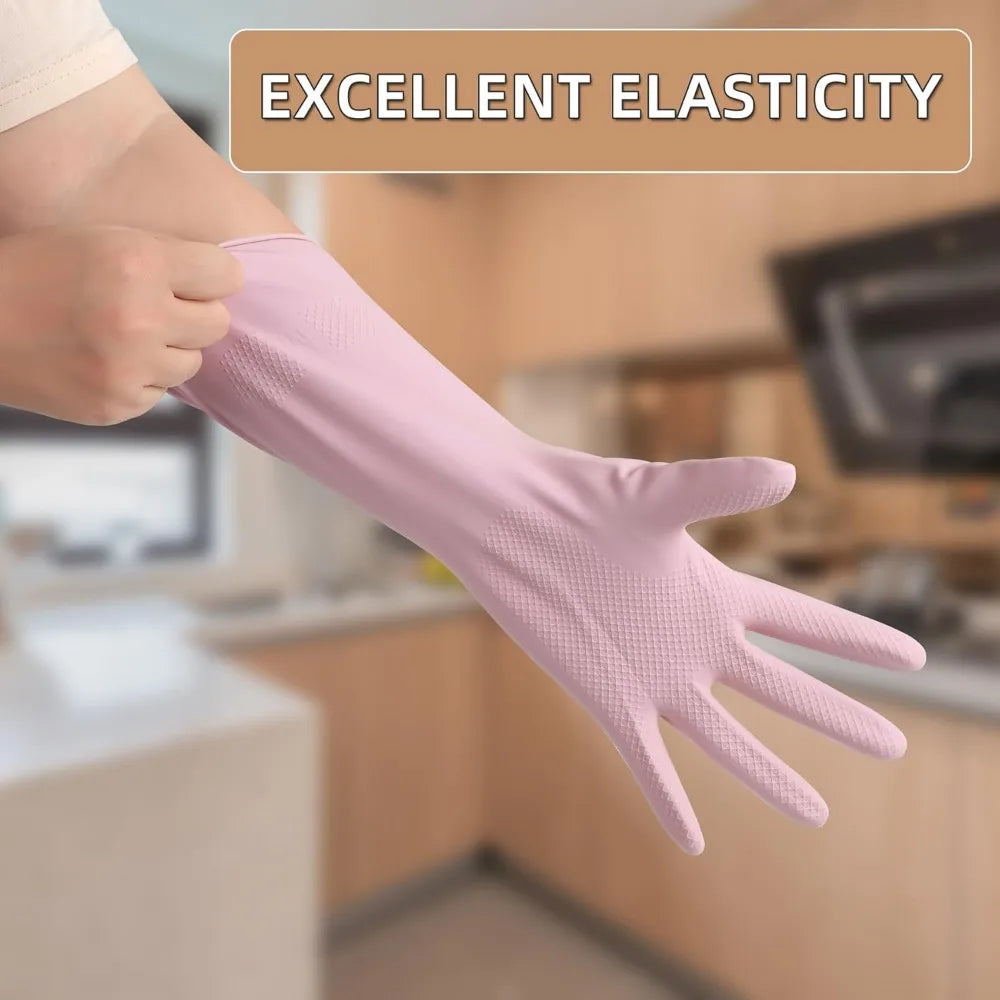 Reusable Dishwashing Rubber Gloves Long Lasting Non-Slip
