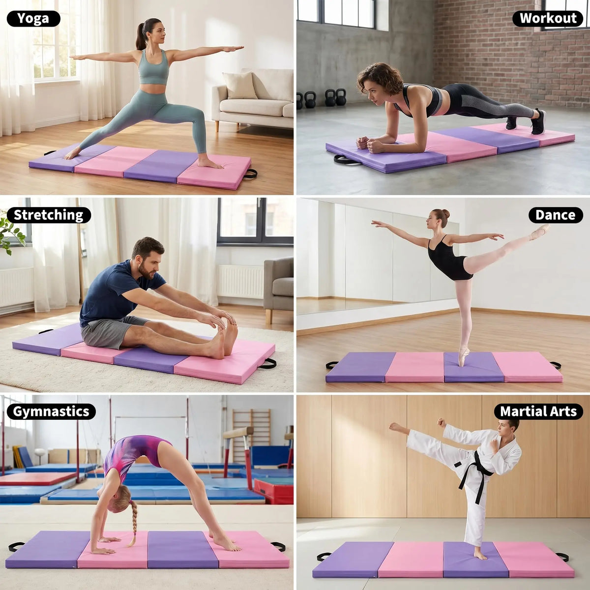 Himiss Foldable Gymnastics Mat For Home Workouts