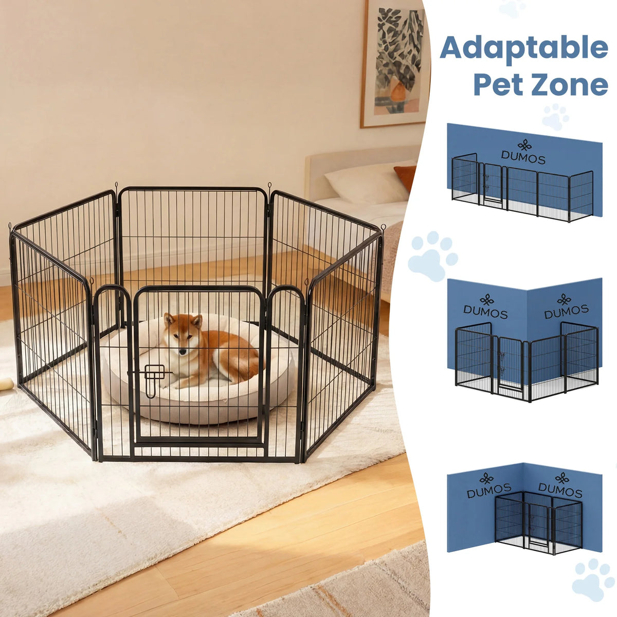 JHK 6 Panels Metal Dog Playpen Fence Outdoor