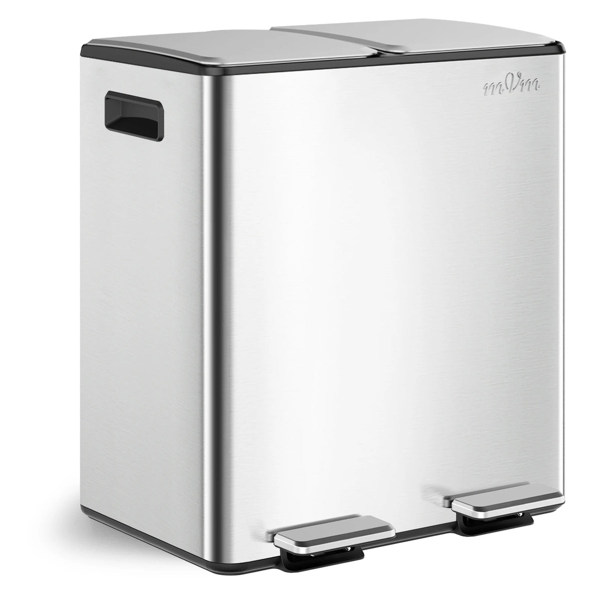 Mvm 60L Dual Lid Stainless Steel Trash Can