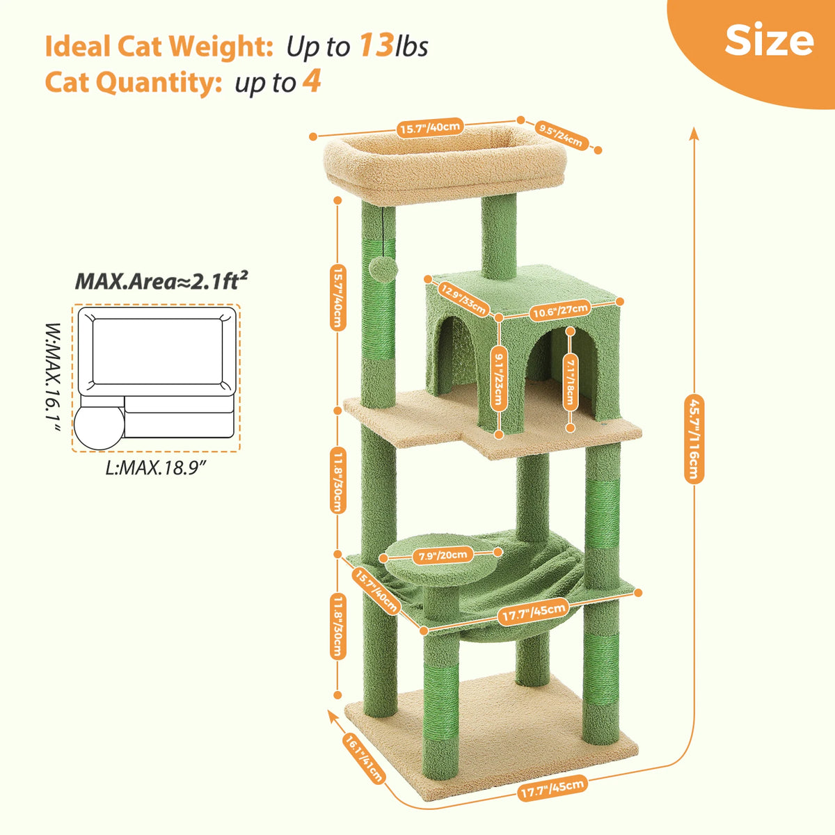 PAWZ Road Cactus Cat Tree Tower For Large Cats