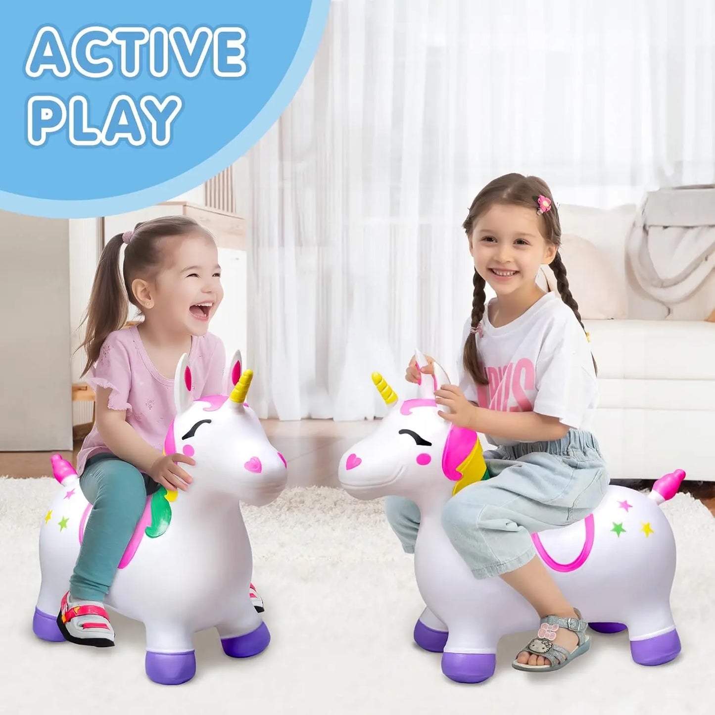 Joyfy Kids Bouncy Unicorn Ride On Toy