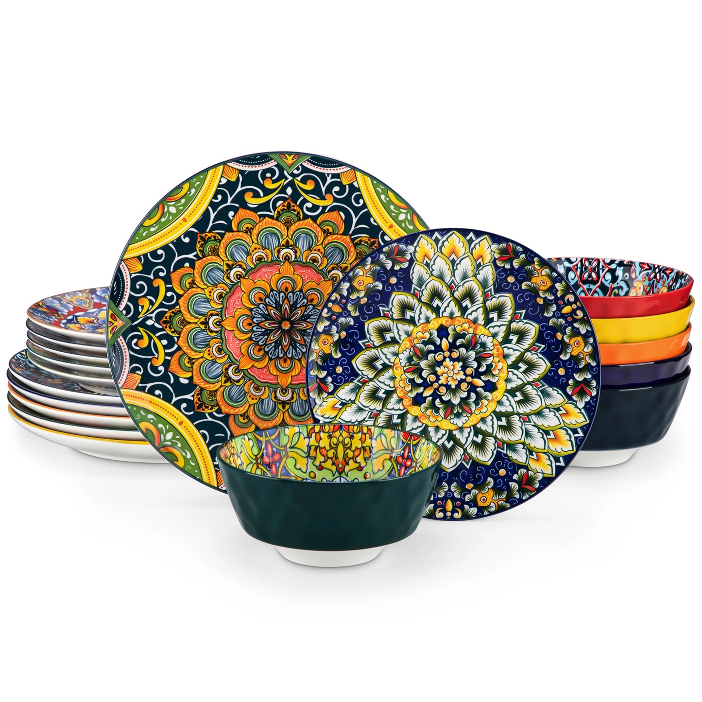 Malacasa Bohemian Style Ceramic Dinnerware Set