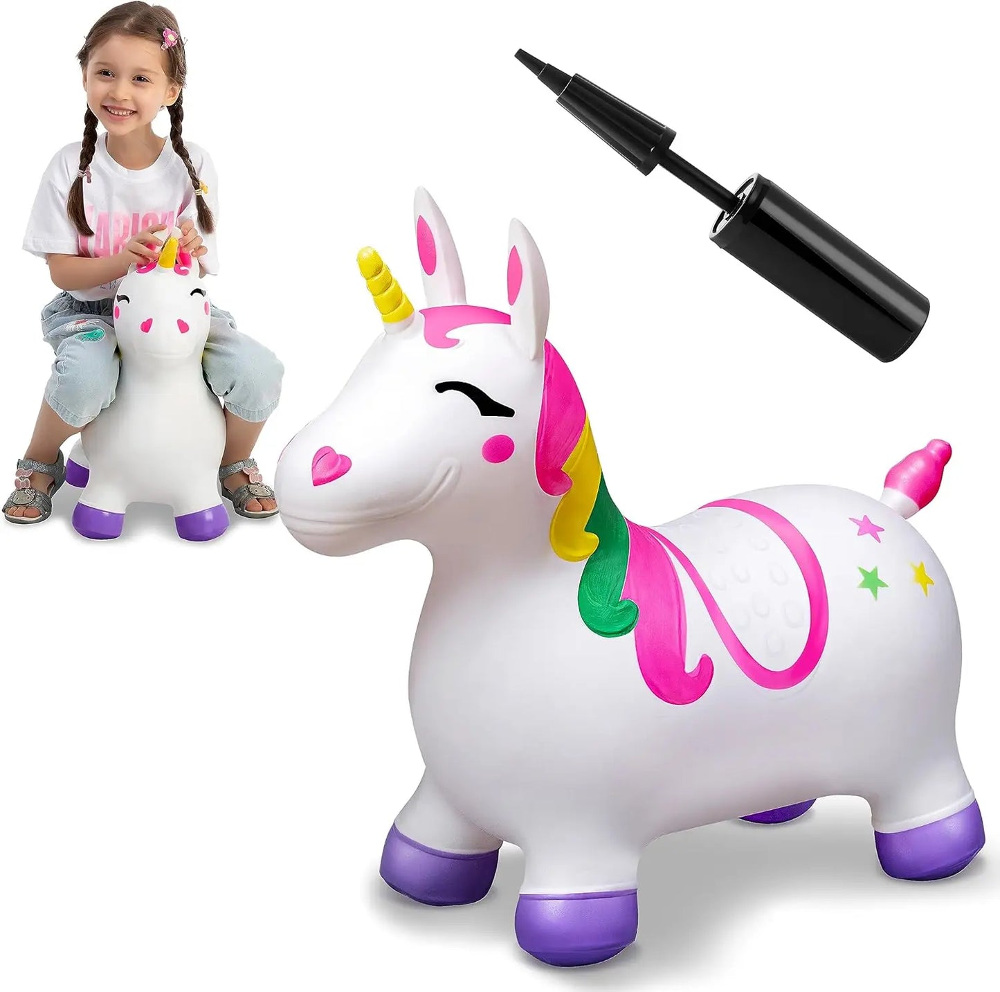 Joyfy Kids Bouncy Unicorn Ride On Toy