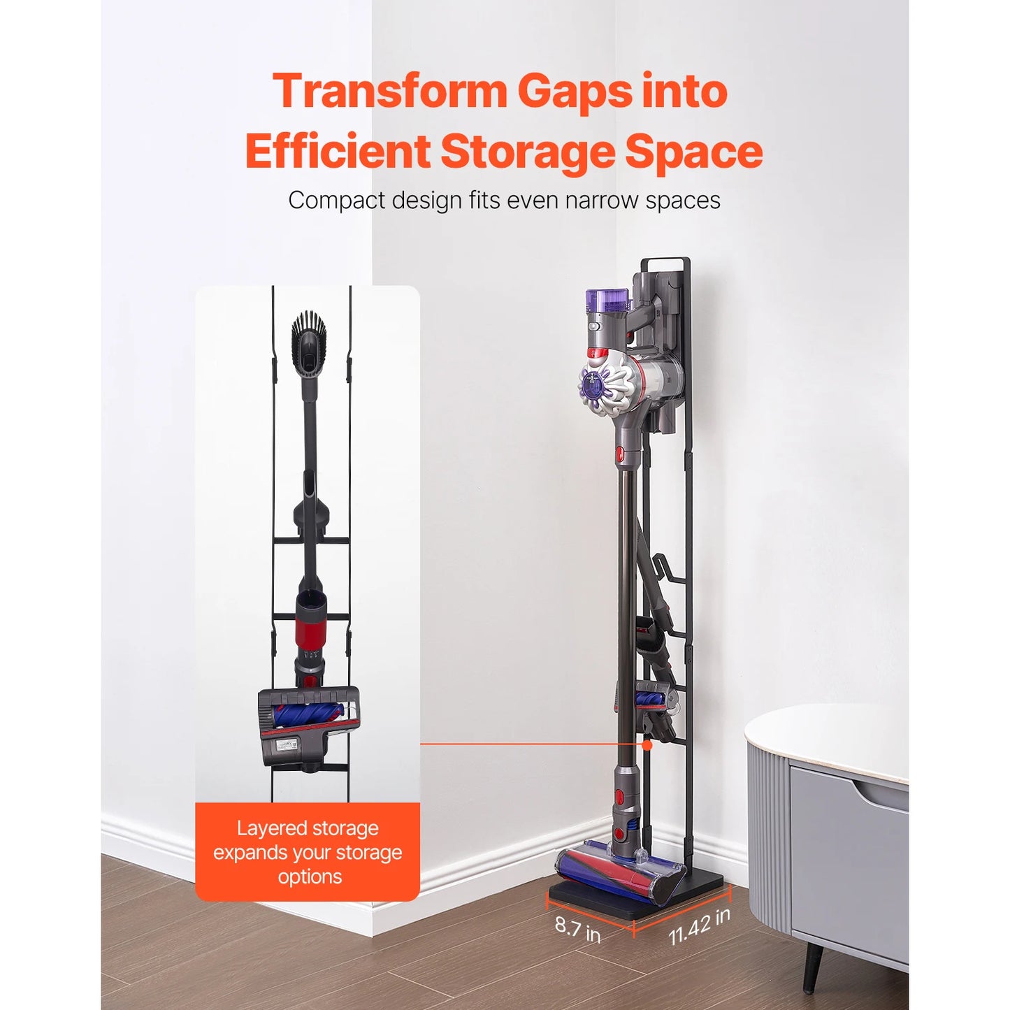 SucceBuy Vacuum Stand With 4 Hooks For Dyson