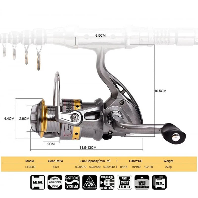 Ultralight Carbon Fiber Telescopic Fishing Rod And Reel Combo