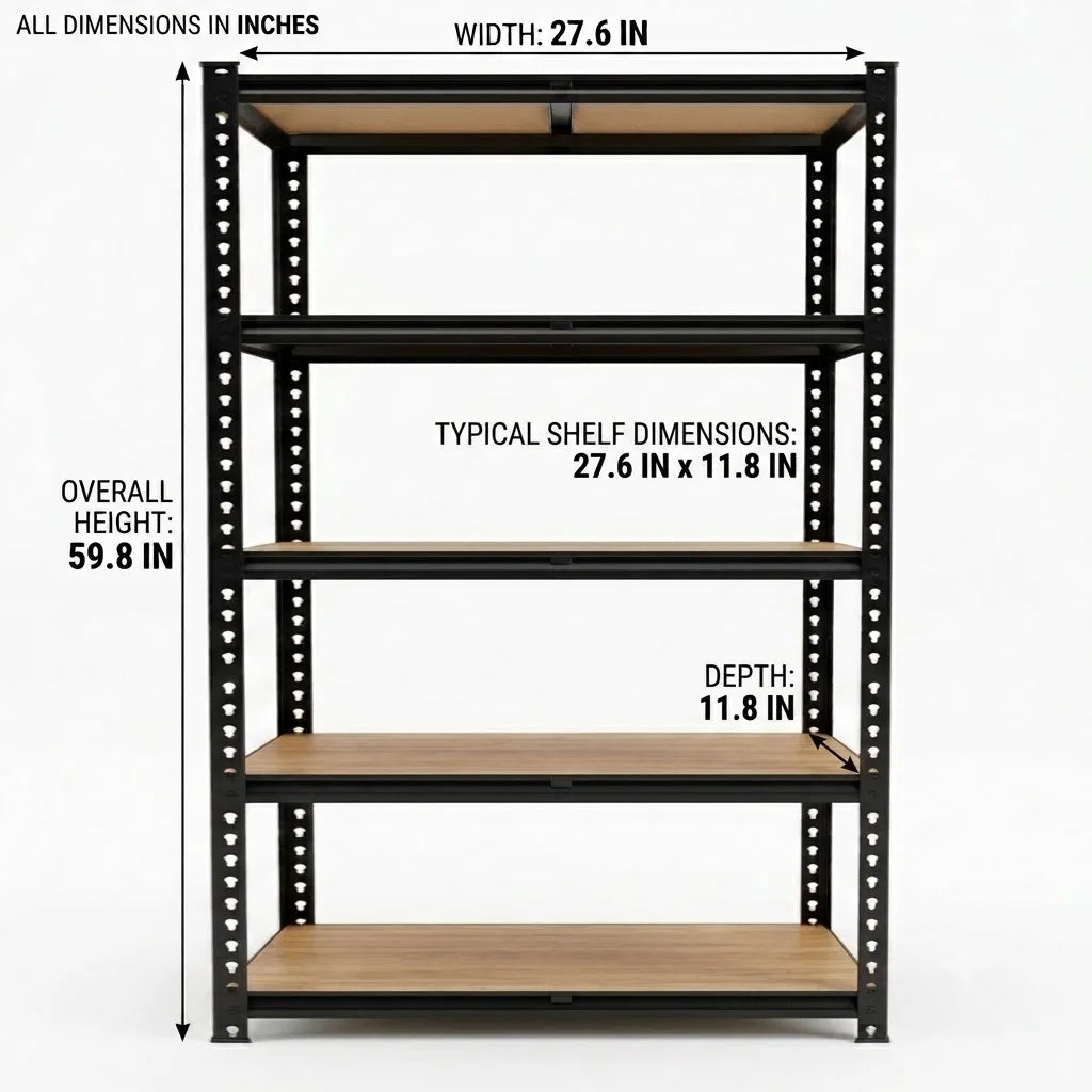 Slim 5 Tier Metal Shelving Unit Adjustable Pantry Rack