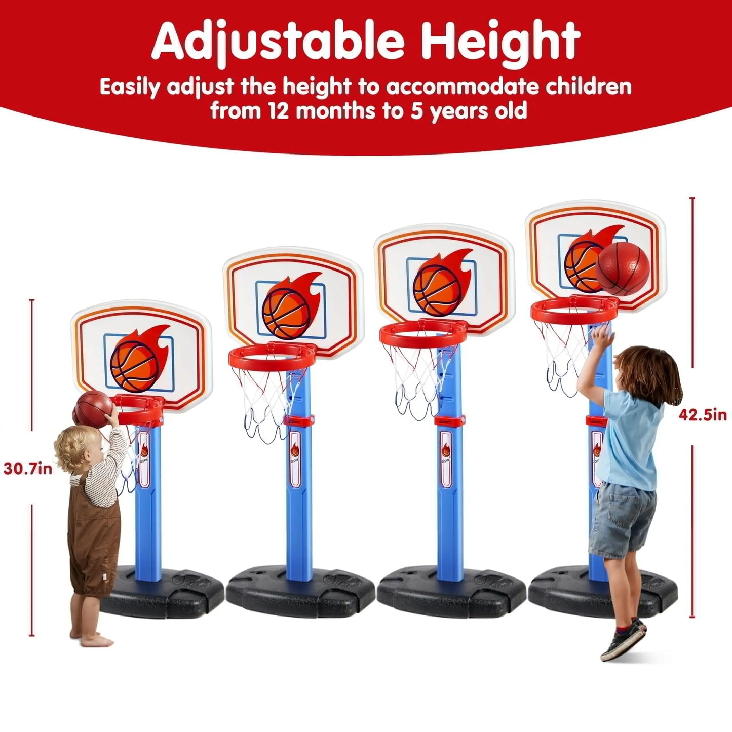 Joyfy Adjustable Toddler Indoor Basketball Goal Set