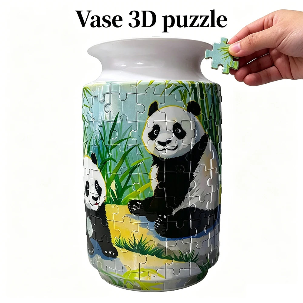 CONUSEA 3D Panda Bamboo Puzzle Vase For Home Decor Ornament