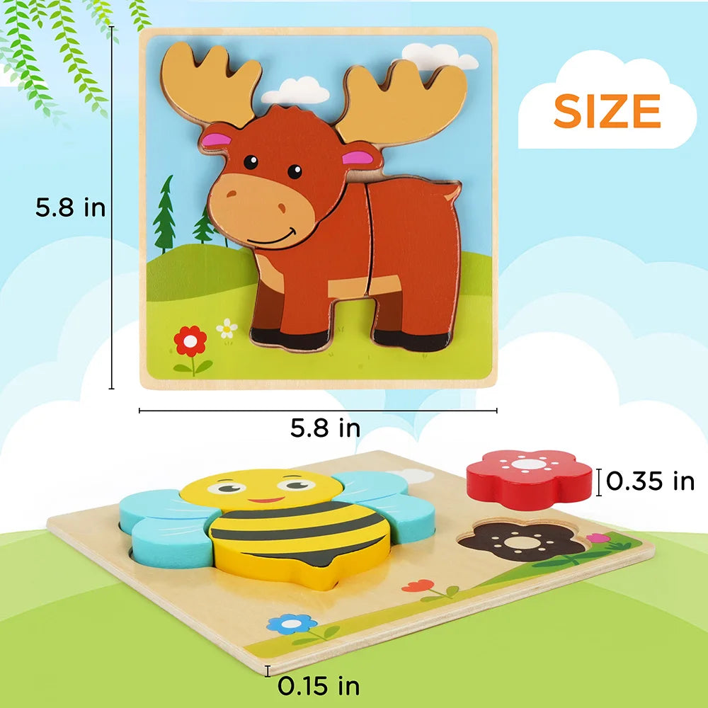 Educational Wooden Animal Puzzles For Toddlers