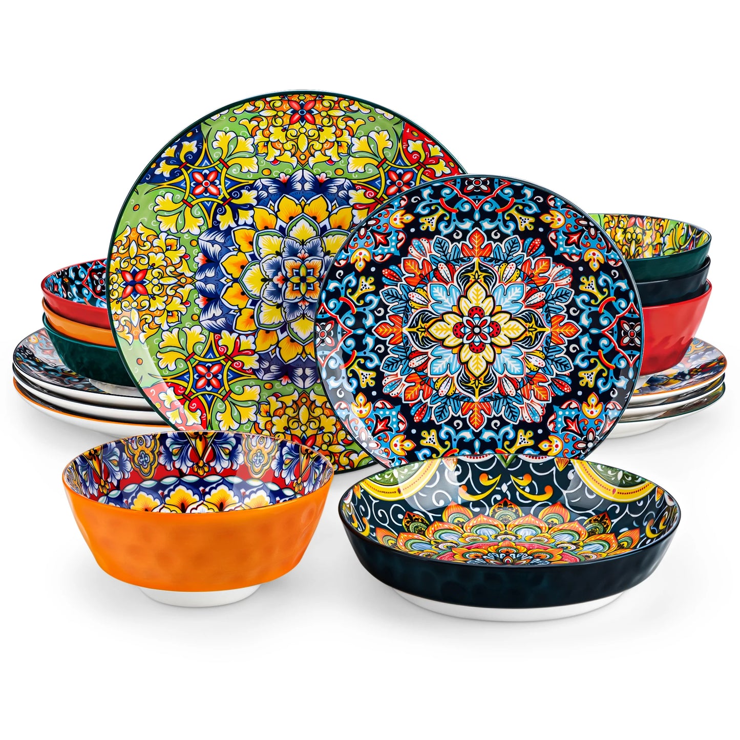 Malacasa Bohemian Style Ceramic Dinnerware Set