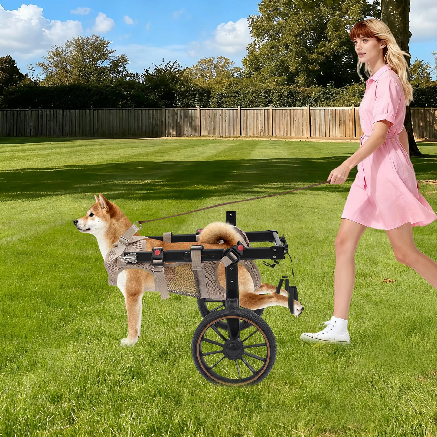 Bymaocar Adjustable Aluminum Dog Wheelchair Hind Leg Support