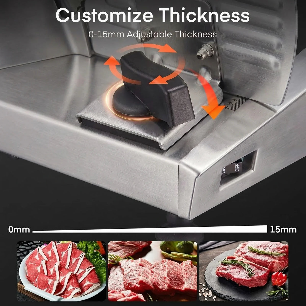 Compact Electric Deli Slicer With Adjustable Thickness Dial