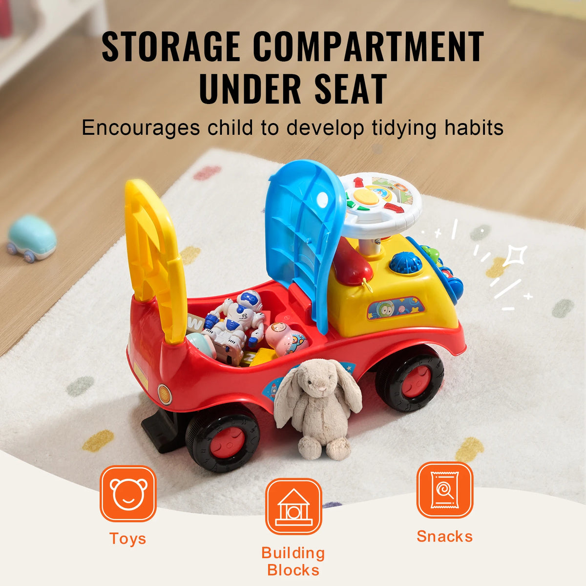 SucceBuy Toddler Push Ride On Car With Music
