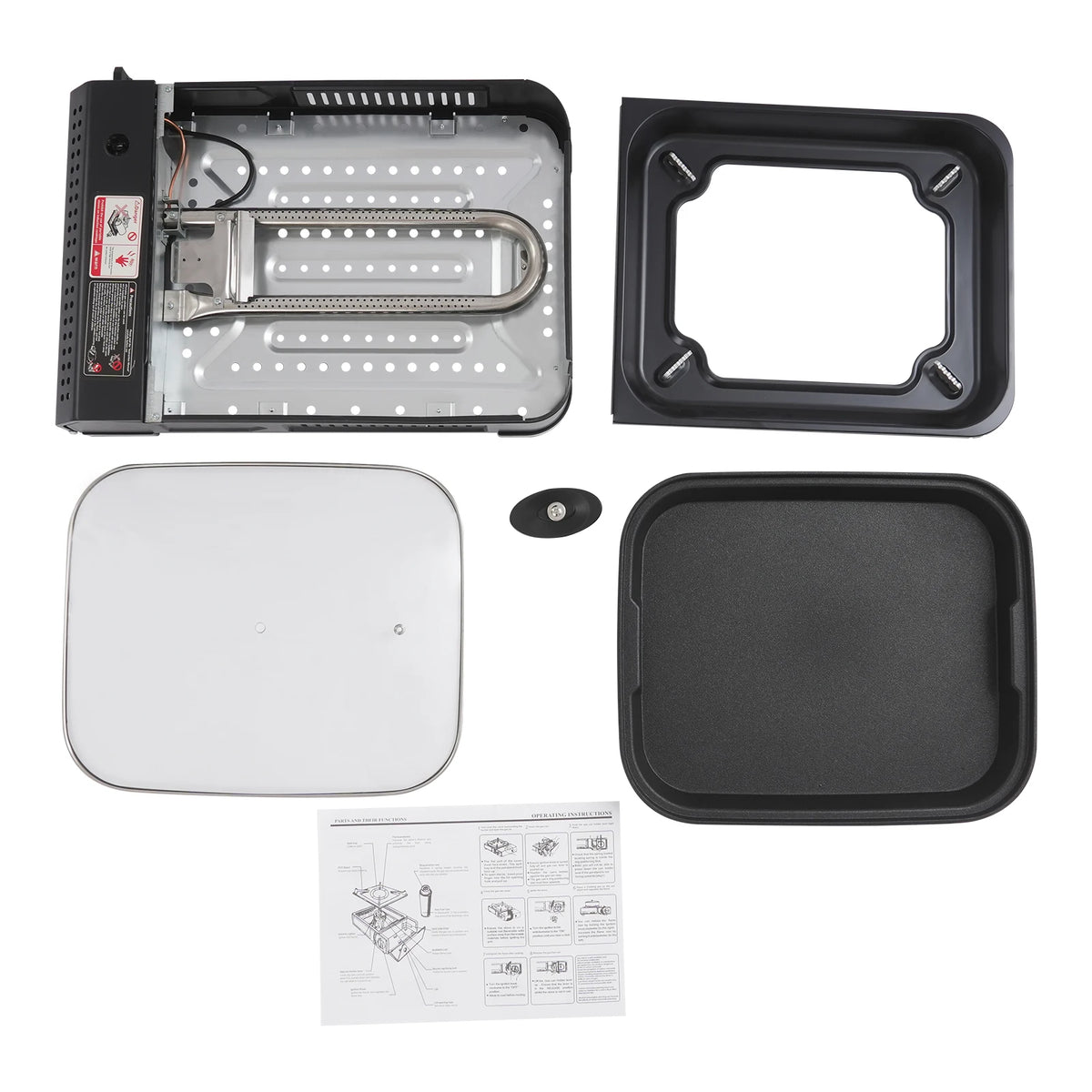 Portable Camping Butane Gas Grill Stove With Pan Lid