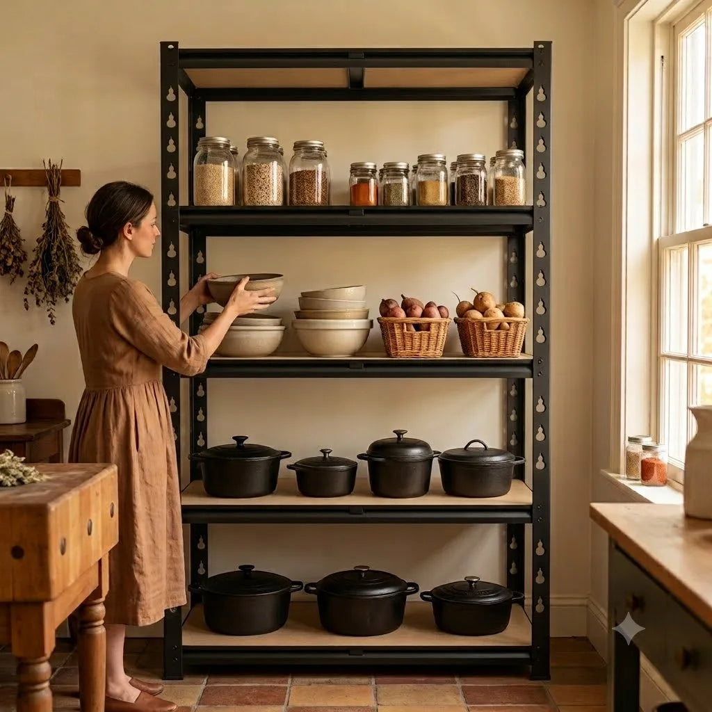 Slim 5 Tier Metal Shelving Unit Adjustable Pantry Rack
