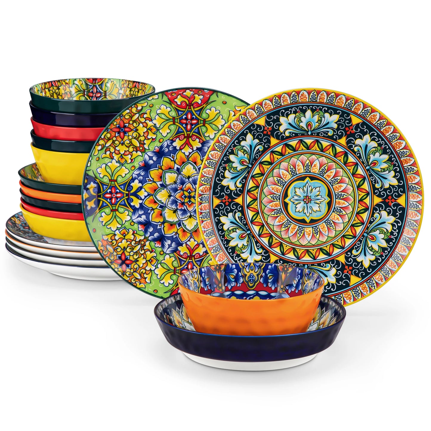 Malacasa Bohemian Style Ceramic Dinnerware Set