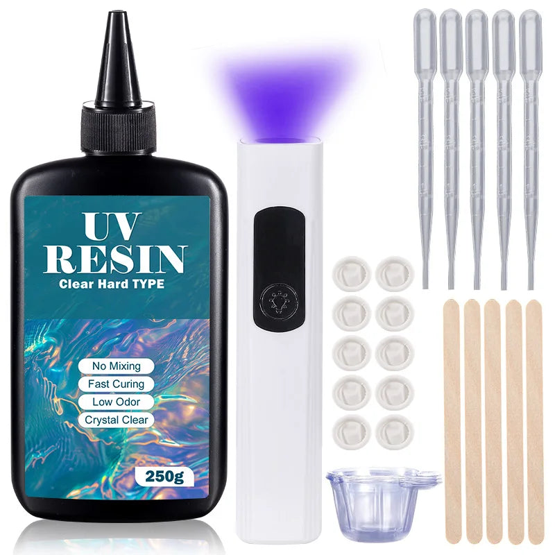 Crystal Clear UV Resin Kit With Light For Jewelry Making