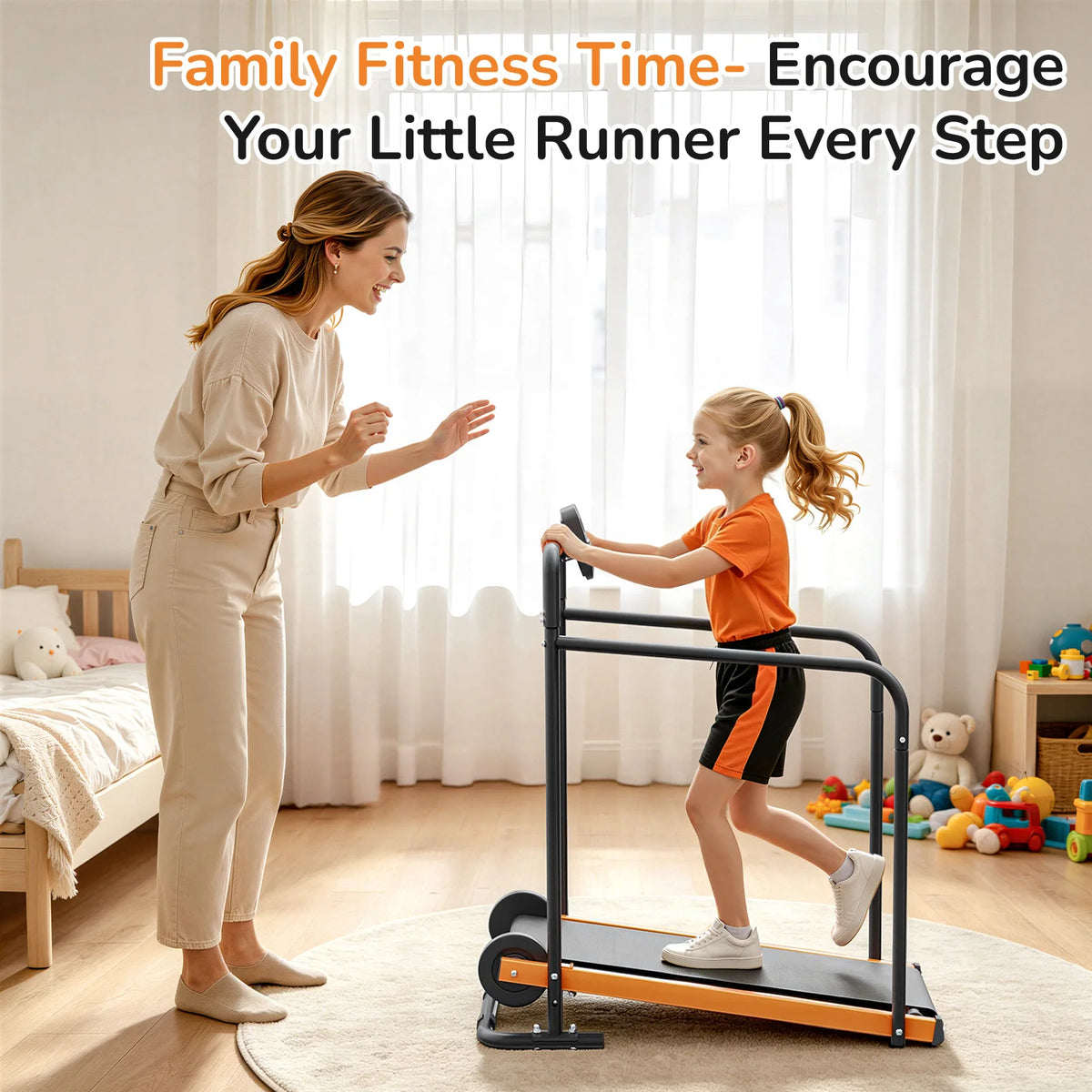 Akluer Kids Non-Electric Walking Pad Treadmill With Rails