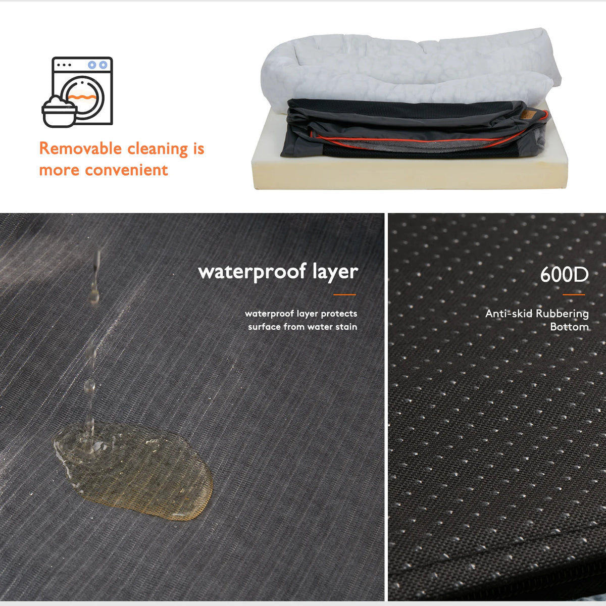 BINGOPAW Large Dog Bed With Washable Waterproof Cover