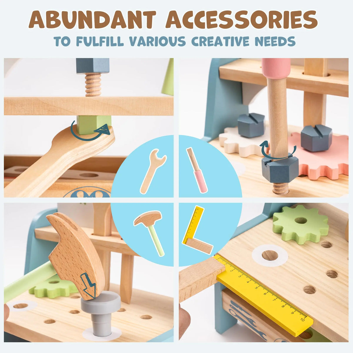Robud Wooden Play Tool Workbench Set Montessori Toy
