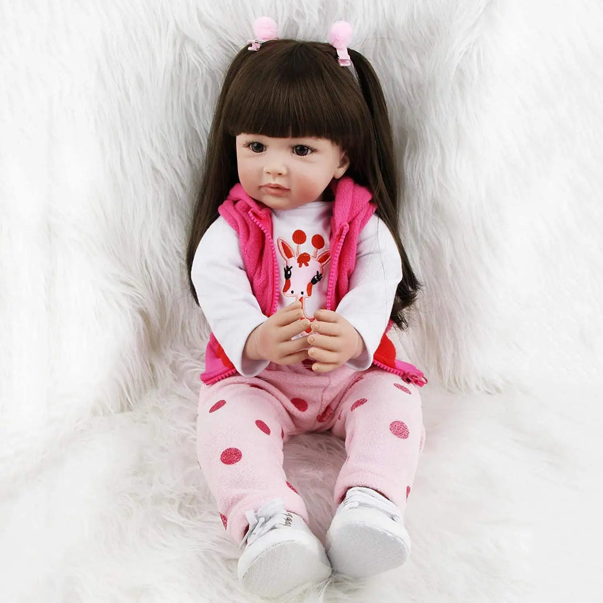Realistic Reborn Baby Doll With Long Hair and Accessories