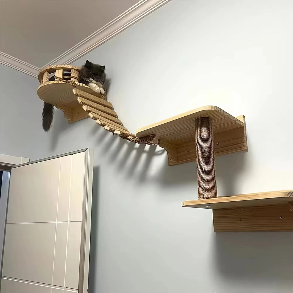 Cat Bridge Ladder for Cage Sisal Rope Wood Cat Furniture