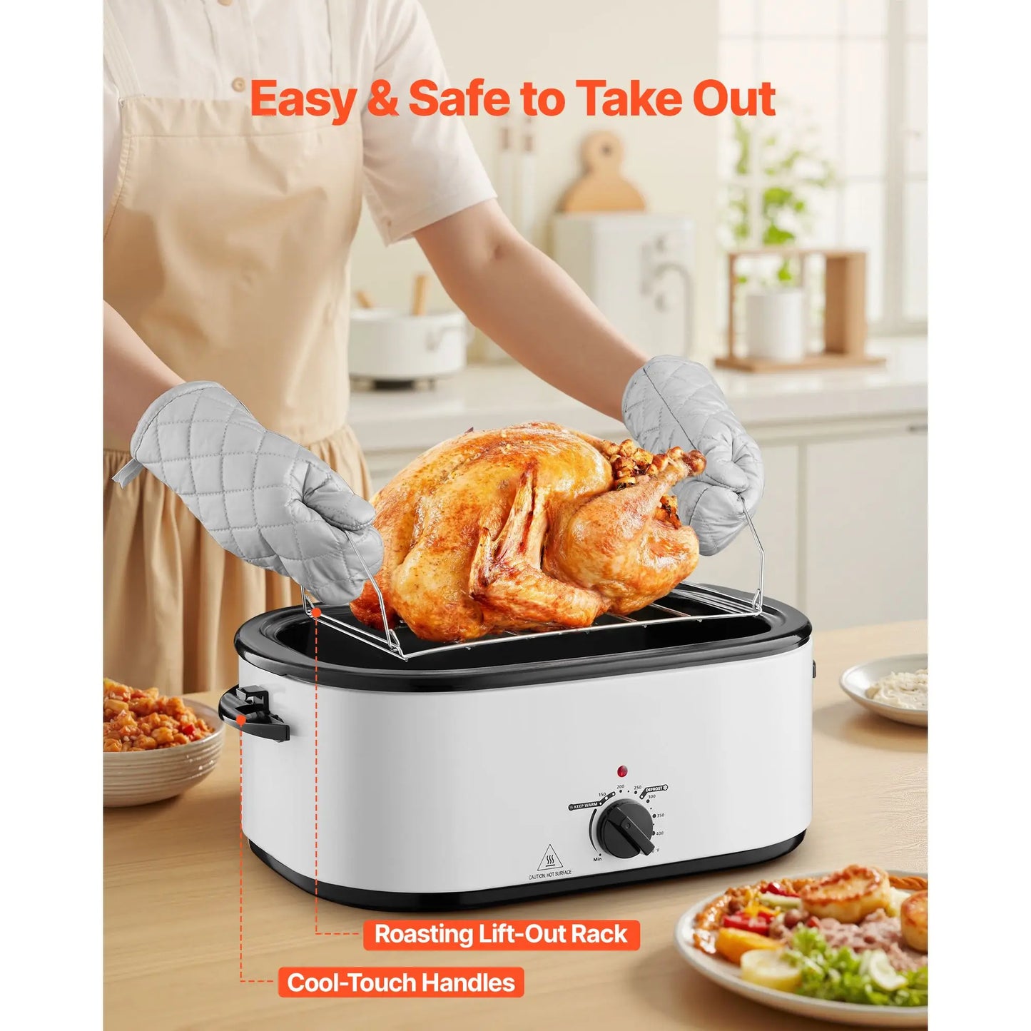 Adjustable Temperature Electric Roaster Oven With Defrost