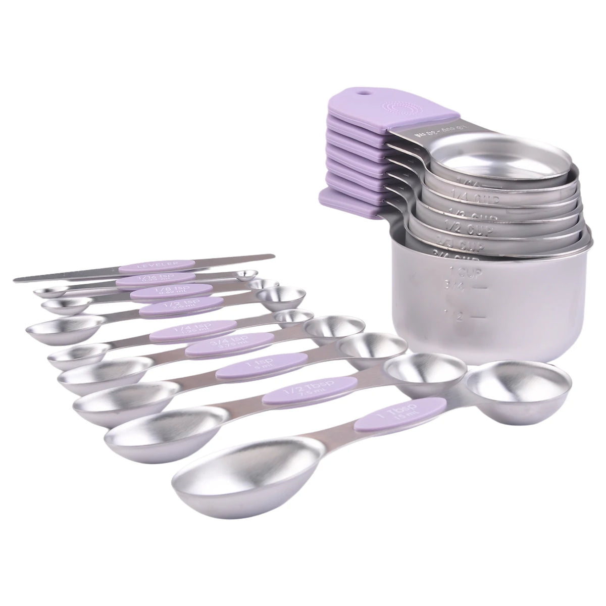 Stainless Steel Measuring Cups And Spoons Set With Leveler