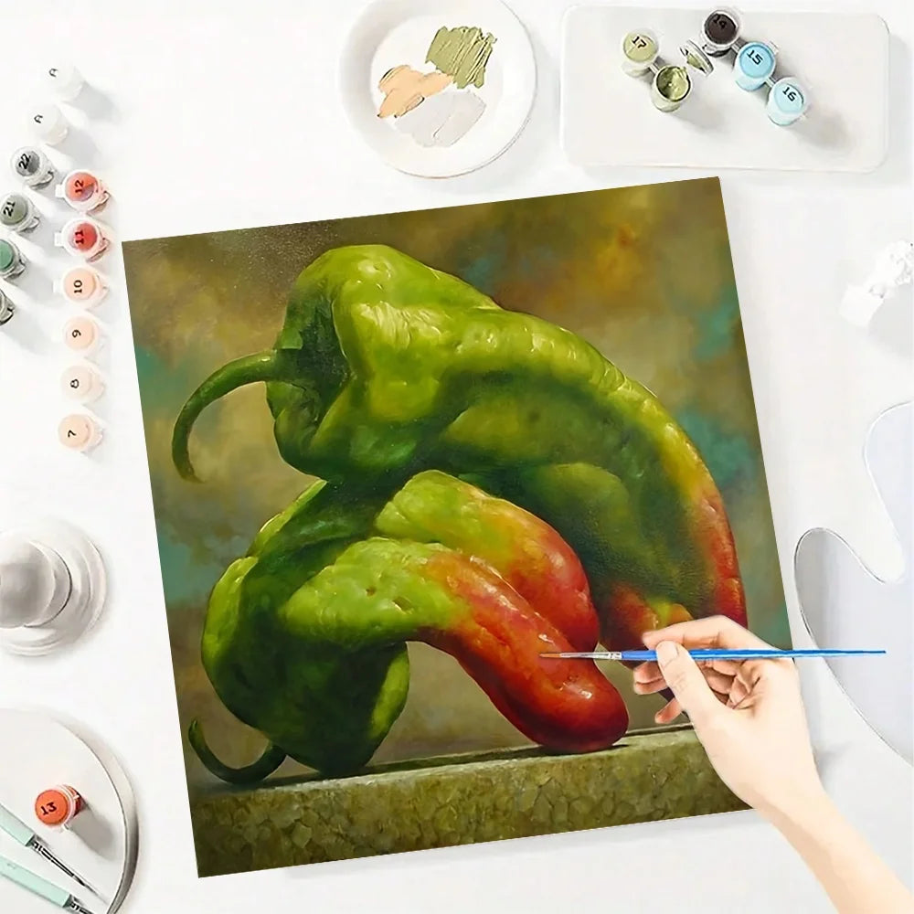 Green Pepper Paint By Numbers DIY Canvas Art Gift Kit