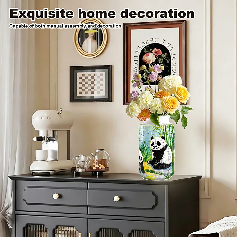 CONUSEA 3D Panda Bamboo Puzzle Vase For Home Decor Ornament