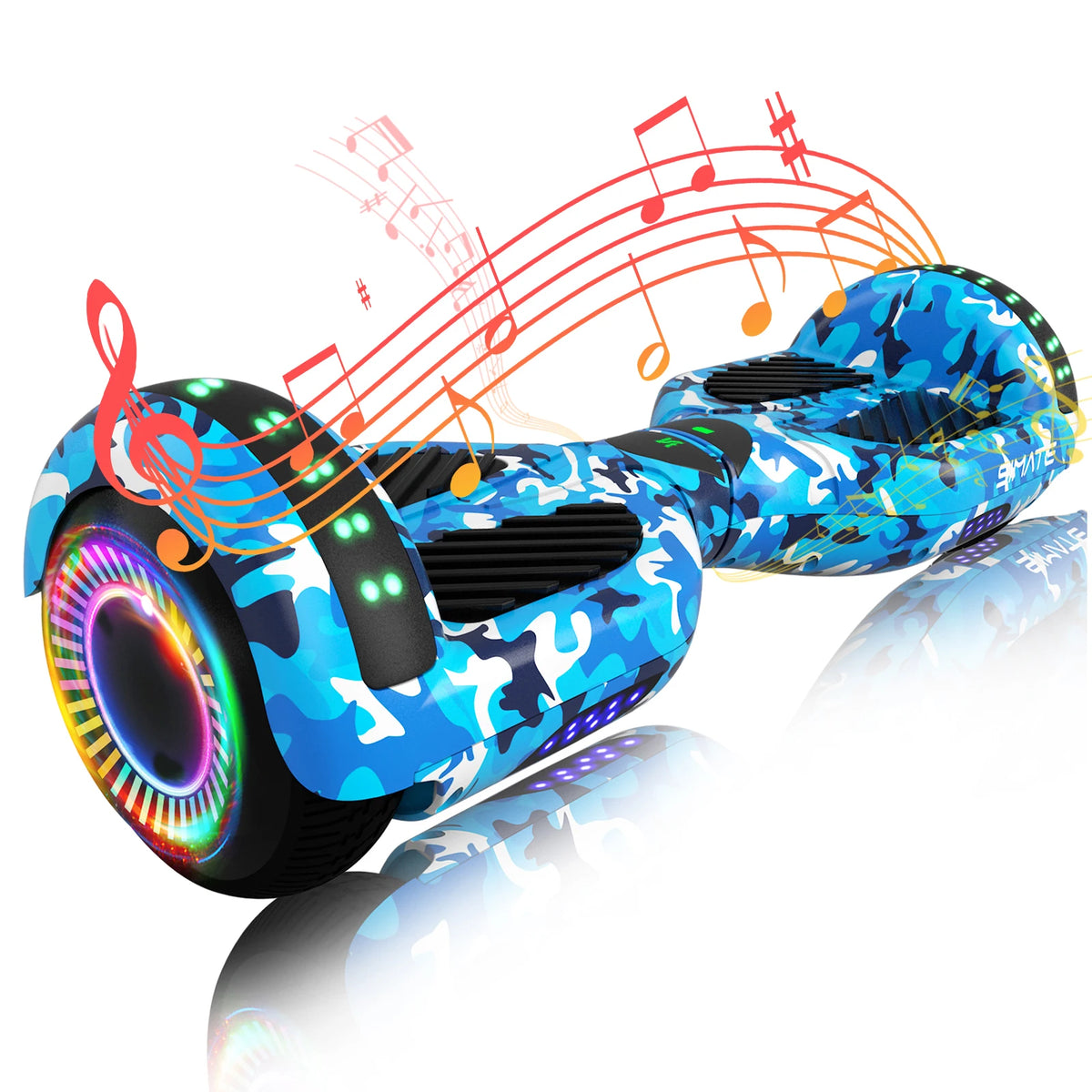 SIMATE Hoverboard With Bluetooth All Terrain LED Lights