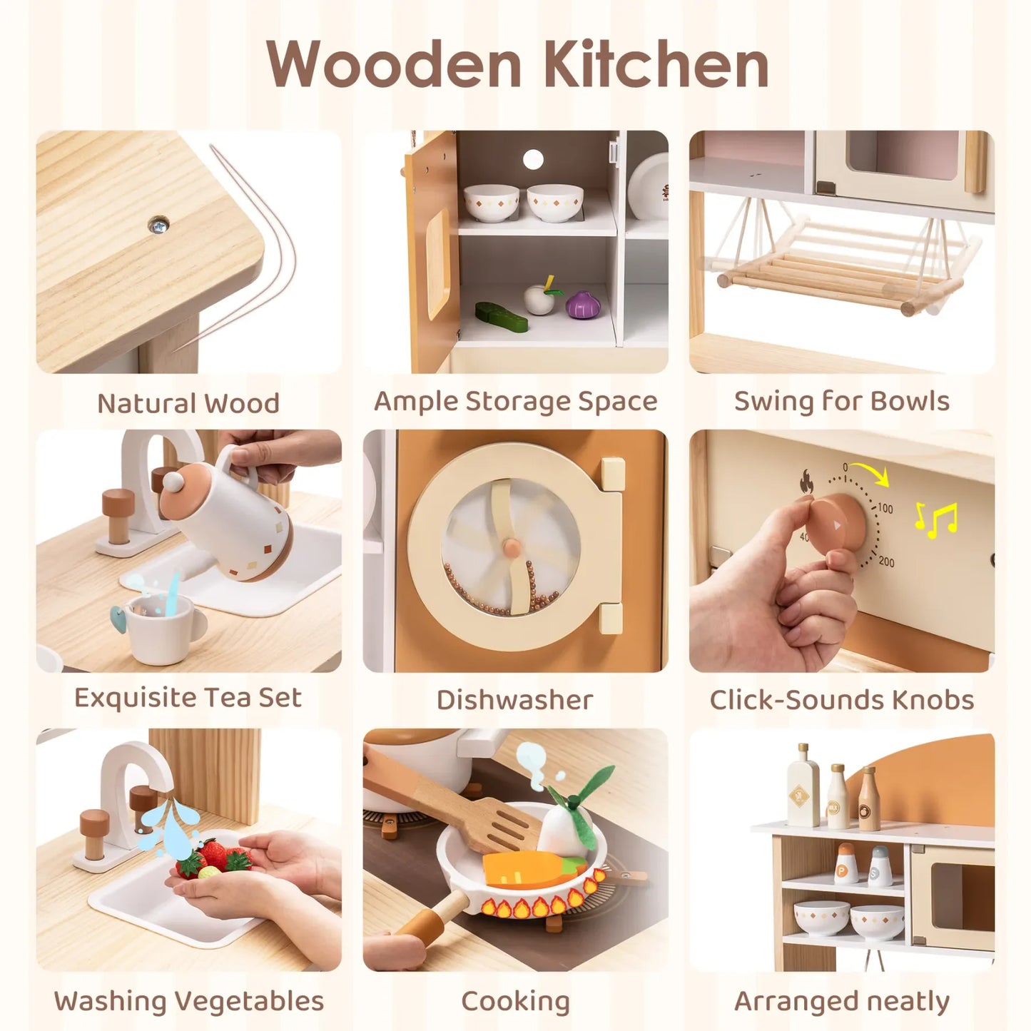 Robotime Wooden Play Kitchen With Appliances