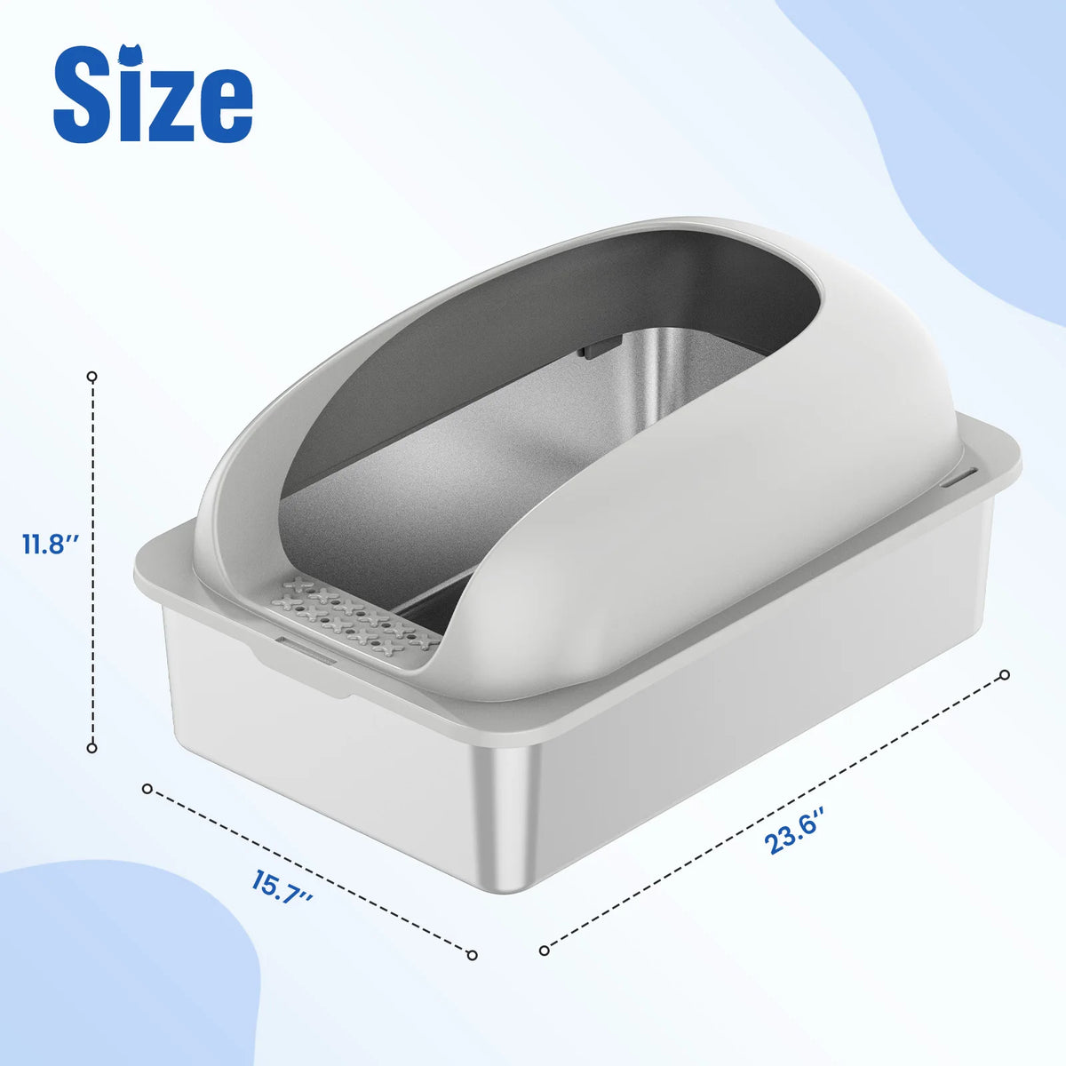 JHK Stainless Steel Cat Litter Box With Lid