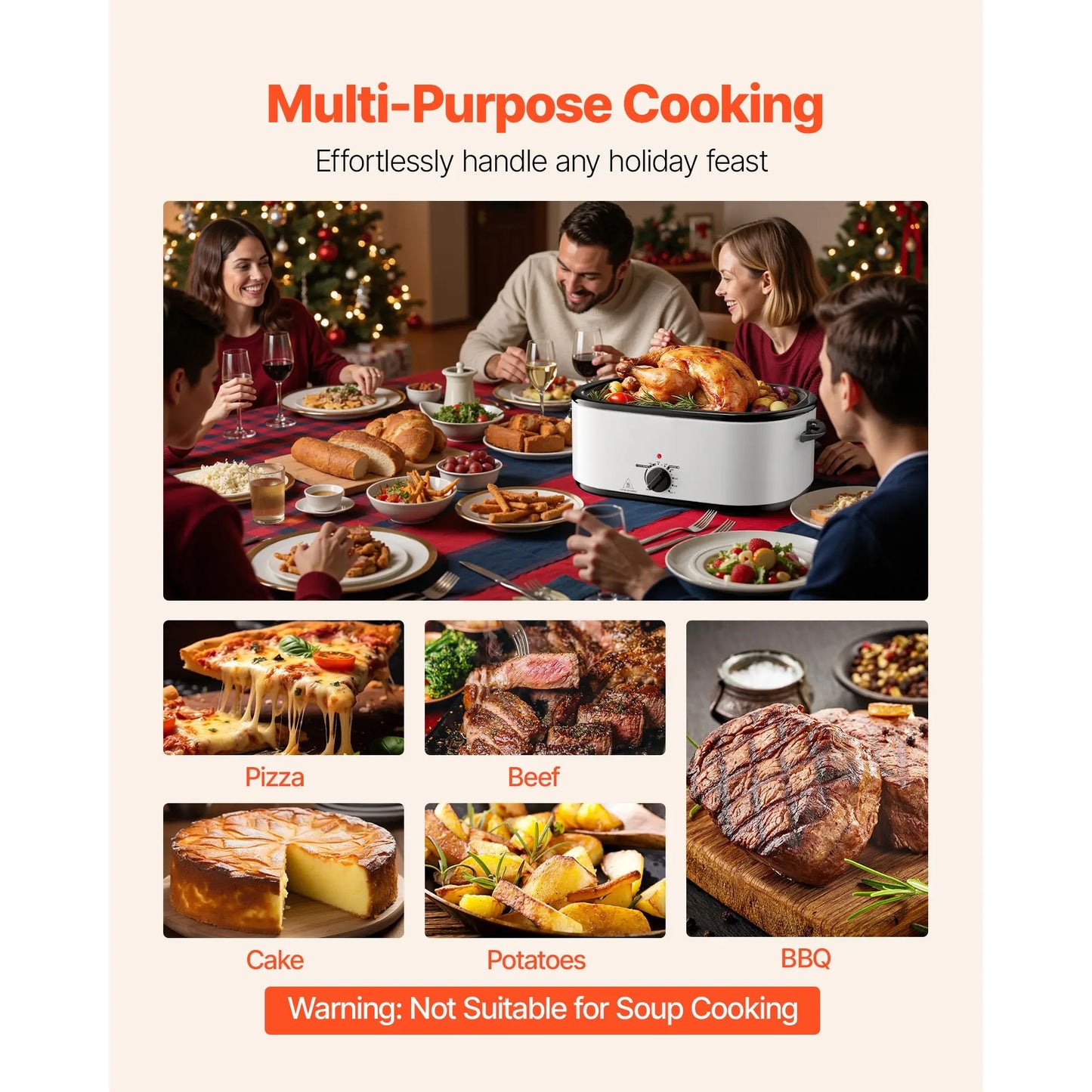 Adjustable Temperature Electric Roaster Oven With Defrost