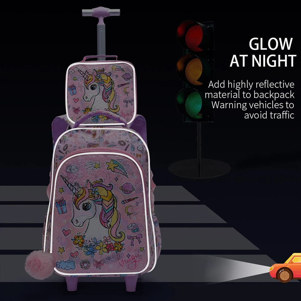 Bling Babies Girls Rolling Backpack Set