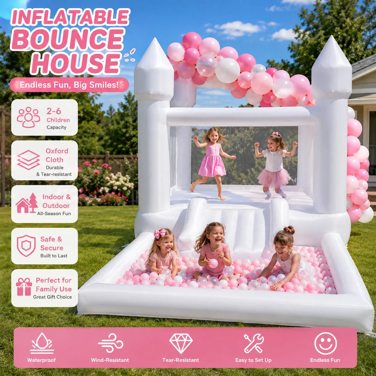 Inflatable Bounce House With Slide And Ball Pit
