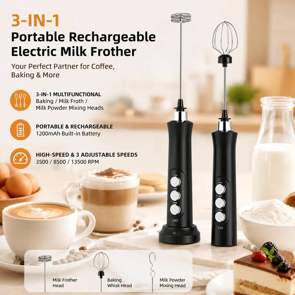 Stonego Rechargeable Handheld Milk Frother
