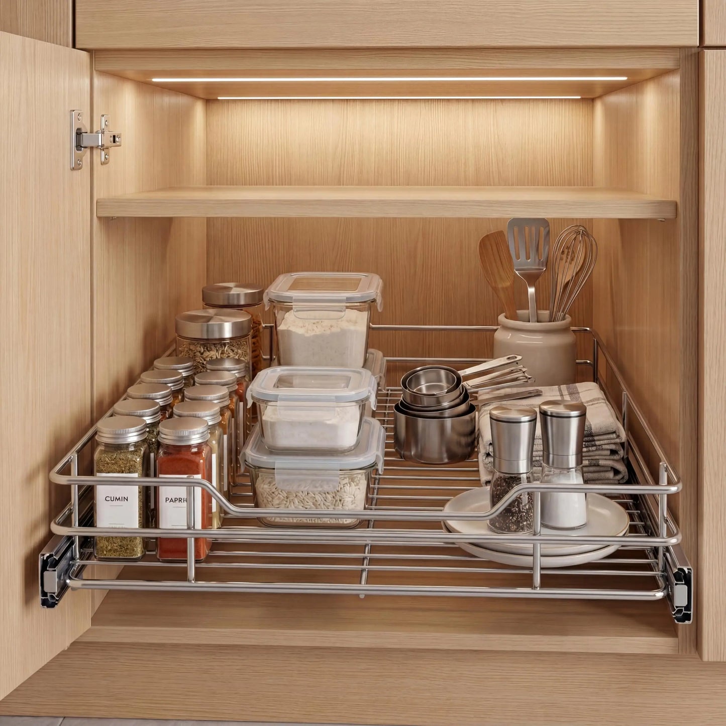 HiMISS Stainless Steel Pull Out Cabinet Organizer