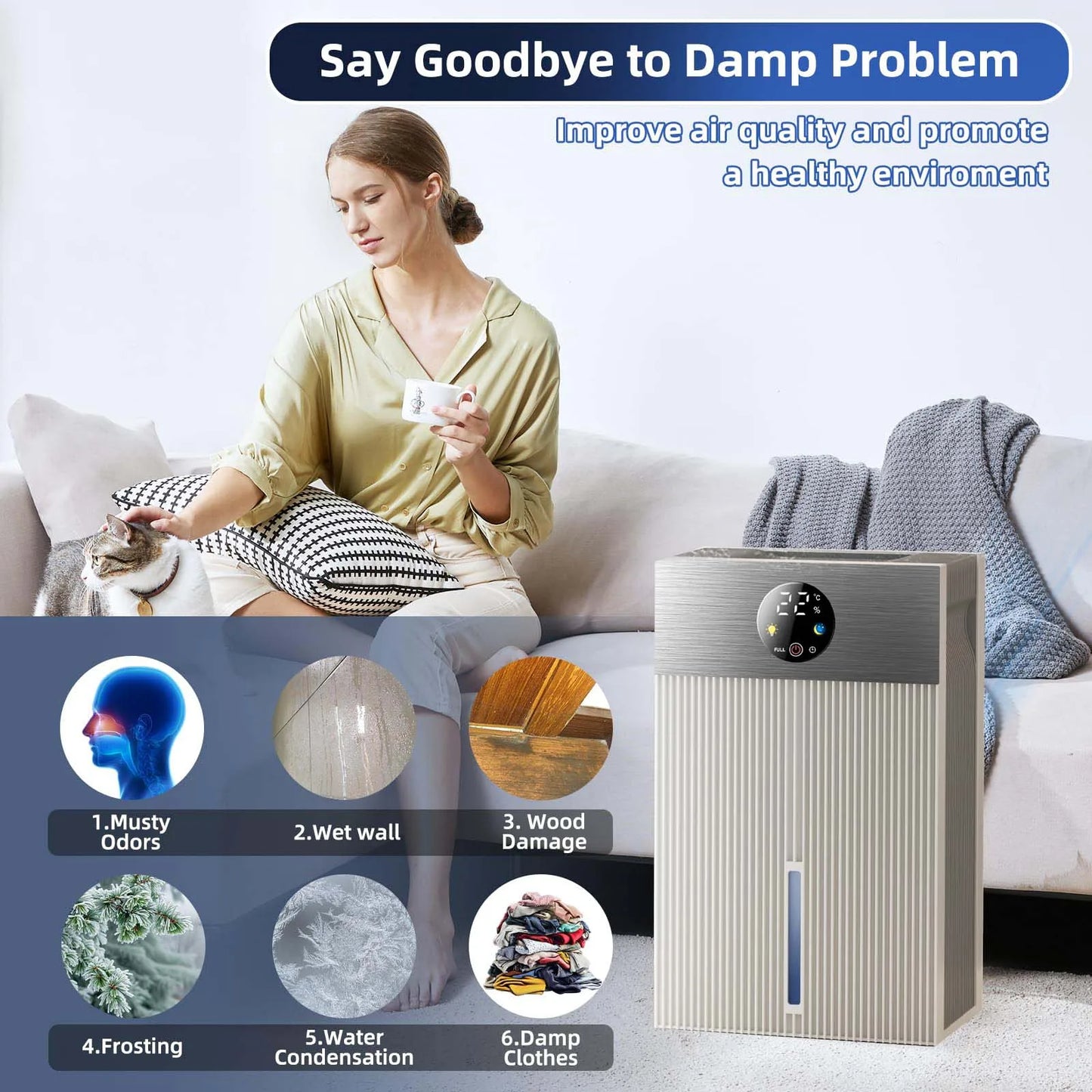 Dehumidifier For Home With Auto Off Sleep Timer