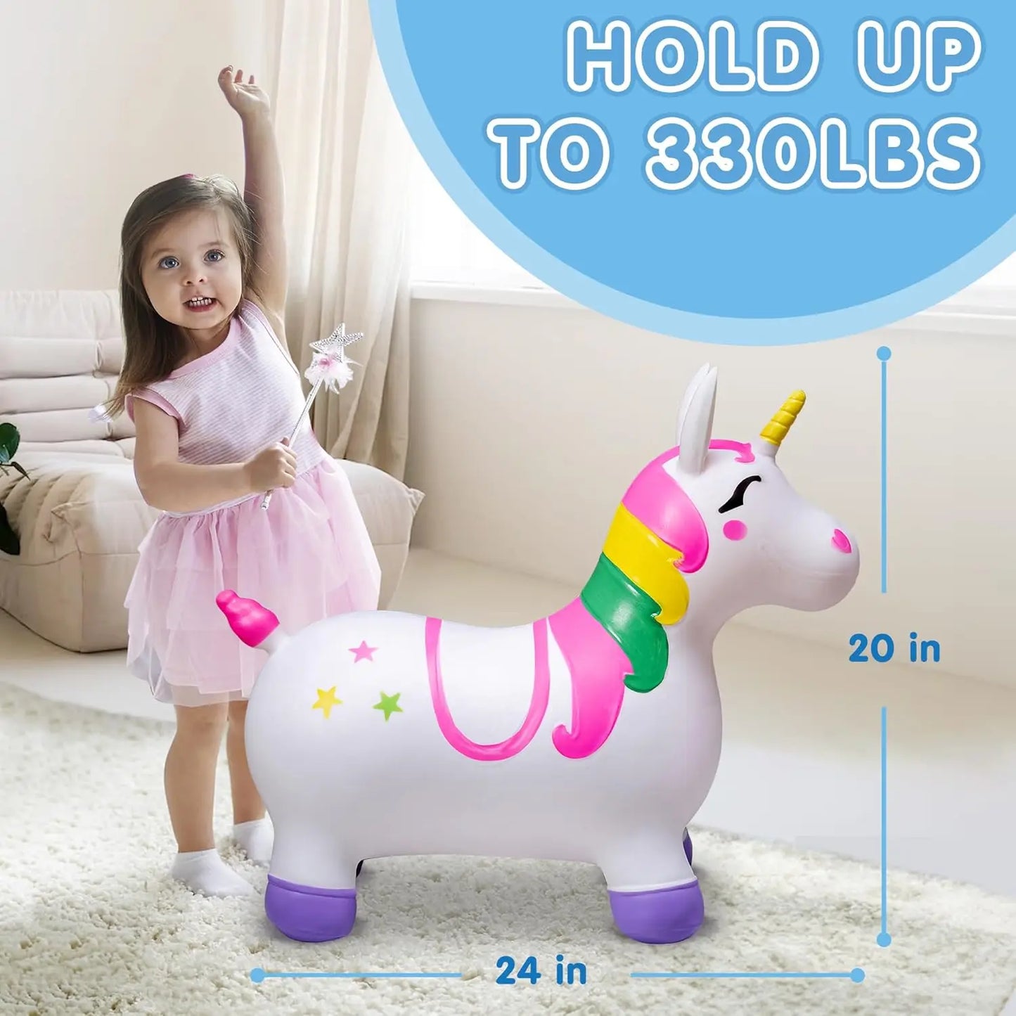 Joyfy Kids Bouncy Unicorn Ride On Toy
