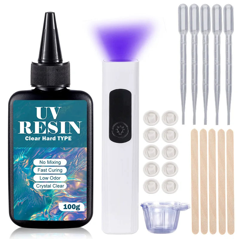 Crystal Clear UV Resin Kit With Light For Jewelry Making