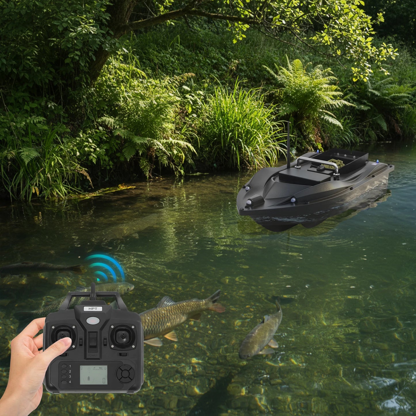 Bymaocar GPS Fishing Bait Boat With 16 Positioning Points
