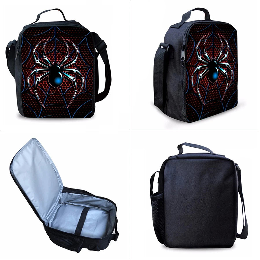 Spider Cartoon Three Piece School Backpack Set For Kids