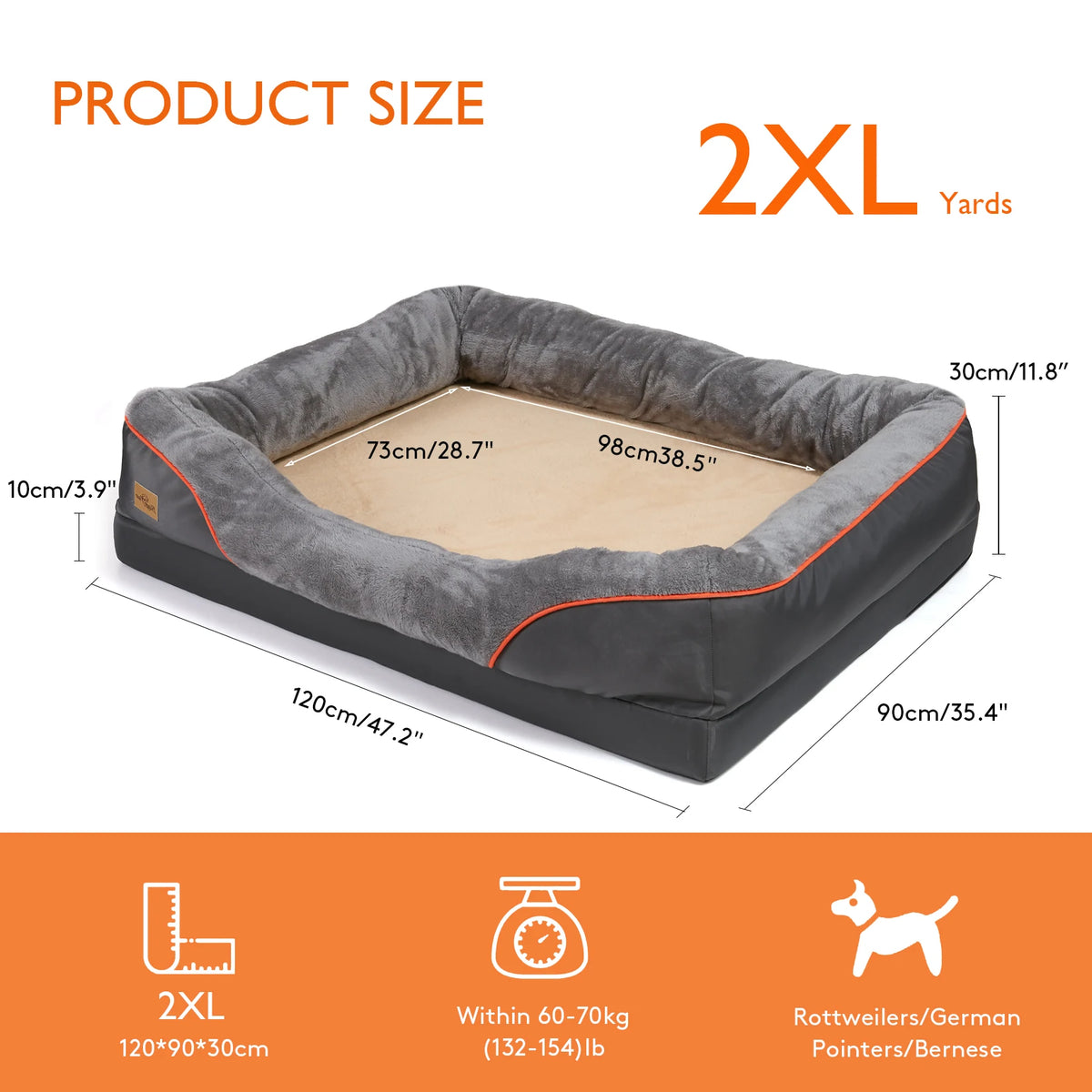 BINGOPAW Large Dog Bed With Washable Waterproof Cover