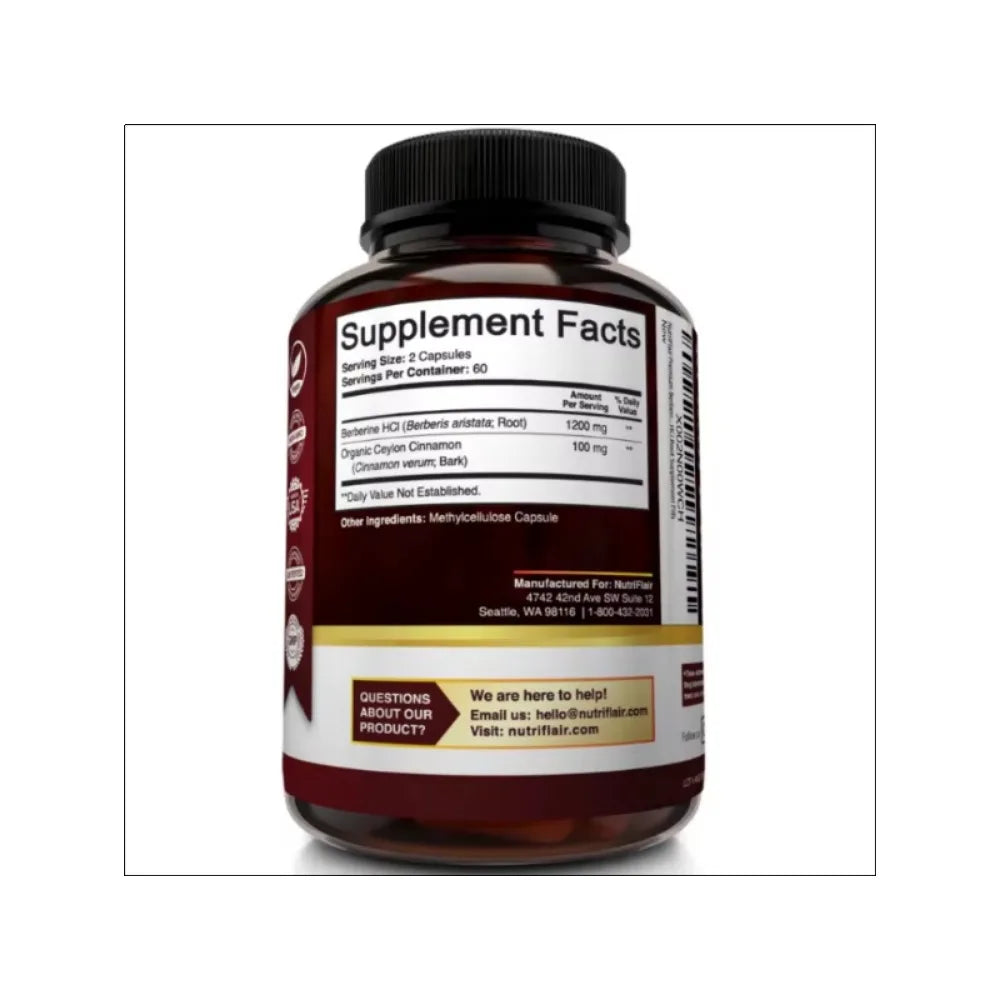 SOOMIIG Berberine HCl Ceylon Cinnamon Blood Sugar Support