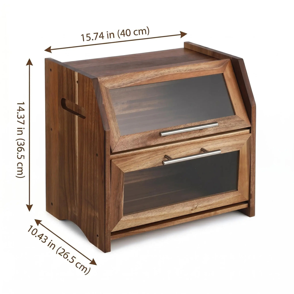HiMISS Acacia Wood Double Layer Bread Box