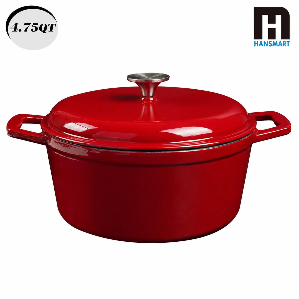 HanSmart 4.75 Qt Enameled Cast Iron Dutch Oven