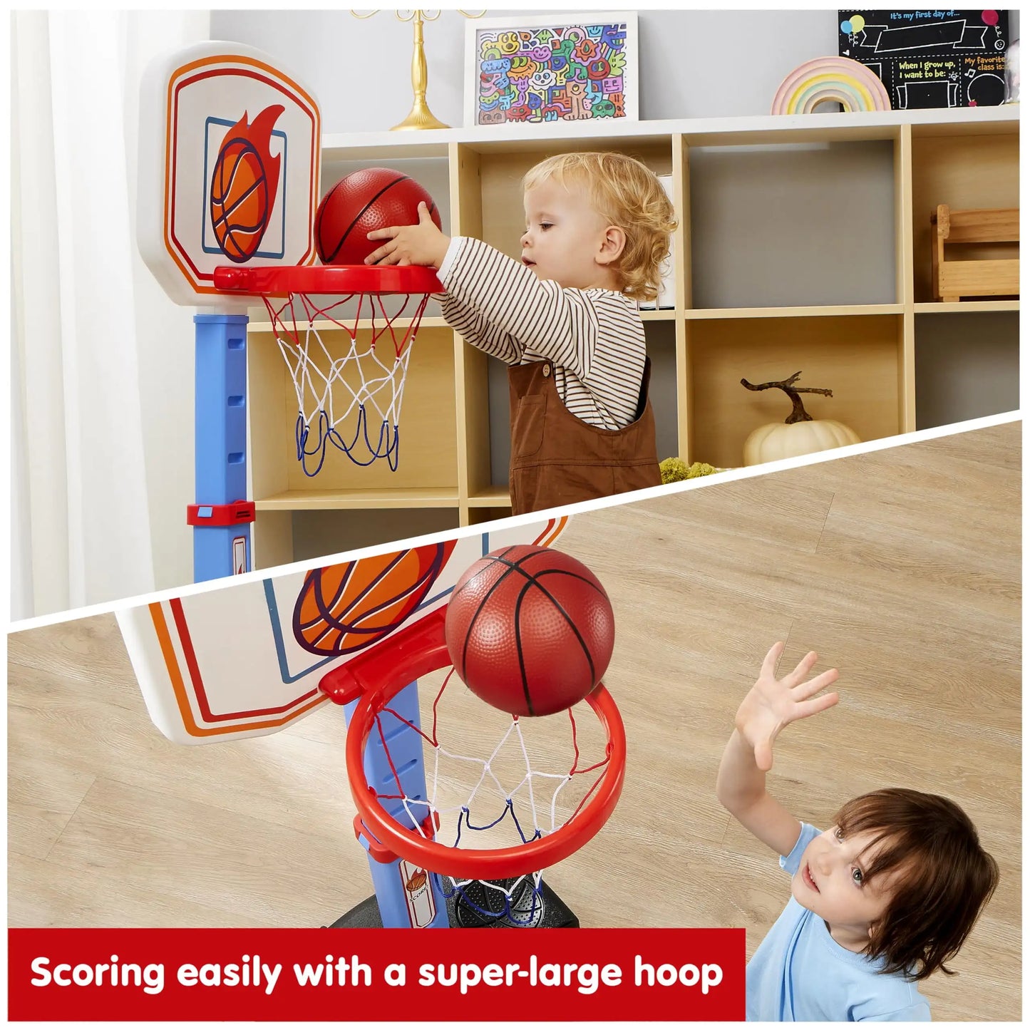 Joyfy Adjustable Toddler Indoor Basketball Goal Set